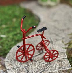 Dolls House Miniature Childrens Small Red Metal Tricycle 