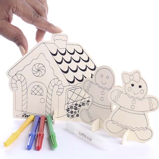 Ready-to-Color Wooden Gingerbread House Craft Kit - All 