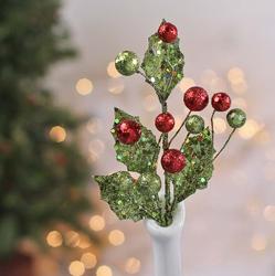 Sparkling Artificial Holly and Berry Pick