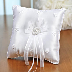 White Satin Square Ring Bearer Pillow