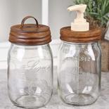 Rusty Tin Dispenser and Storage Mason Jar Set