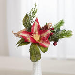 Fuchsia Sparkling Artificial Christmas Rose Pick