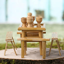 Dollhouse Miniature Fairy Garden Natual Bamboo Bench 22480