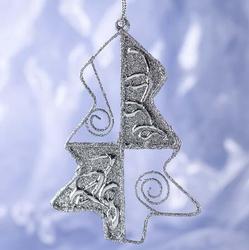 Silver Glittery Wire Holiday Tree Ornament