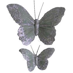 Silver Glitter Artificial Butterflies