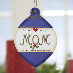 Flat Wood "Mom" Christmas Bulb Ornament