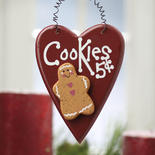Gingerbread "Cookies 5c" Wood Heart Ornament