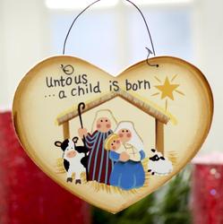 "A Child is Born" Christmas Nativity Ornament