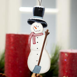 Primitive Wood Snowman Ornament