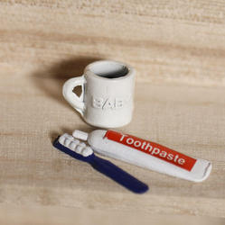 Miniature Toothpaste, Toothbrush, and Cup