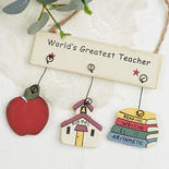 "World's Greatest Teacher" Wood Ornament Sign