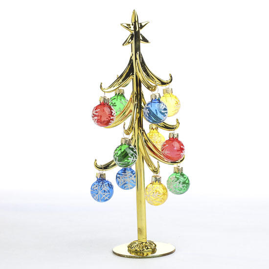 Gold Christmas Tree with Ornaments - Trees and Toppers - Christmas and ...