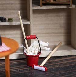 Miniature Bucket, Mop and Broom Set