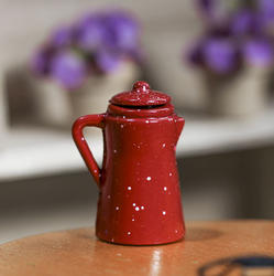 Miniature Red Speckleware Coffee Pot