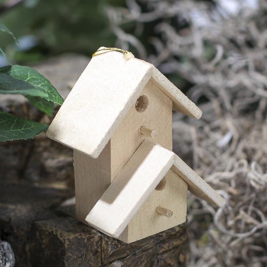 Miniature Unfinished Wood Birdhouse Ornament - Birds ...