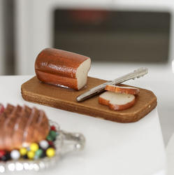 Dollhouse Miniature Bread and Knife on Cutting Board