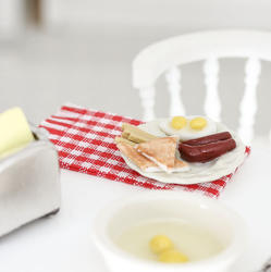 Dollhouse Miniature Breakfast Food Plate