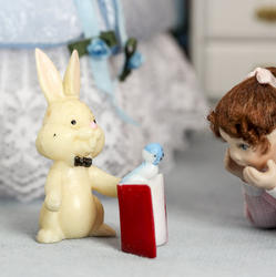 Miniature Bunny and Book - True Vintage