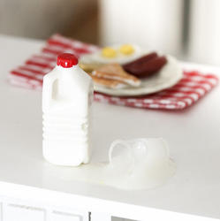 Dollhouse Miniature Milk and Spilled Glass Set