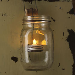 Rustic Wide-Mouth Canning Jar LED Tealight Candle Holder