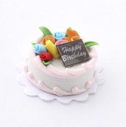 Dollhouse Miniature "Happy Birthday" Cake