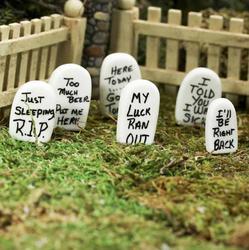 6 different #A3107 Miniature Tombstones
