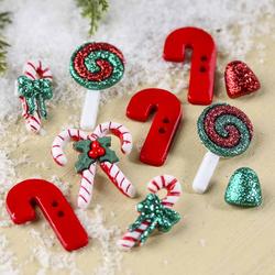 Dress It Up Holiday Collection "Candy Striped Christmas" Buttons