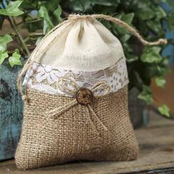 Rustic Burlap Fabric and Lace Trim Bag - Bags - Basic Craft Supplies ...