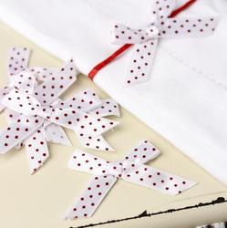 Pre-tied White and Red Polka Dot Satin Bows