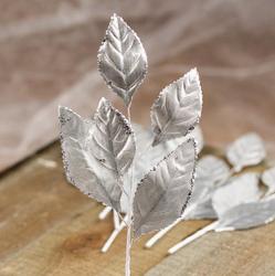 Silver Silk Corsage Leaf Picks