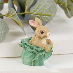 Miniature Bunny in Cabbage Figurine