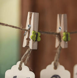 Small Butterfly-Embellished Wooden Clothespins