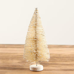 Small Frosted Cream Bottle Brush Tree