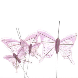 Assorted Pink Glitter Artificial Butterflies