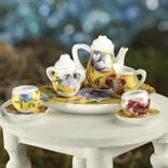 Miniature Yellow Floral Ceramic Tea Set