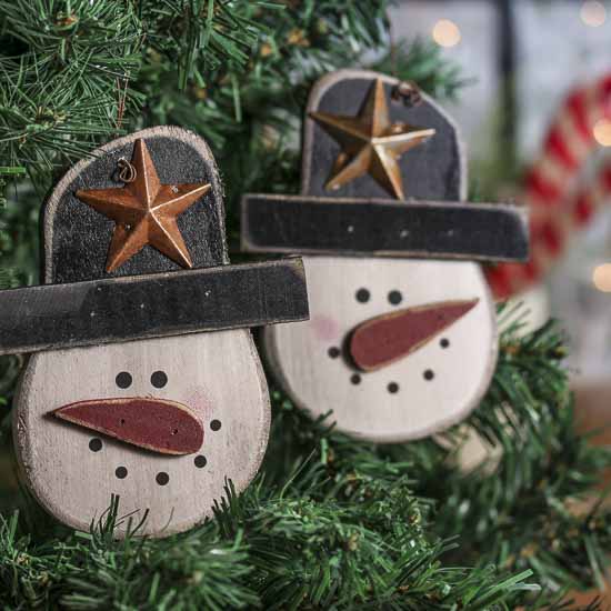 Primitive Wooden Snowman Ornament - Wall Art - Christmas 