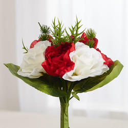 Holiday Artificial Christmas Rose and Peony Bouquet