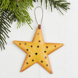 Rustic Metal Tin Punched Star Ornament