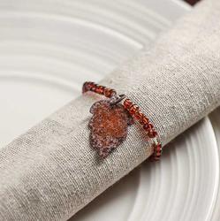 Rusty Tin Leaf Charm Napkin Ring