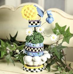 Whimsical Flower and Birdhouse Figurine