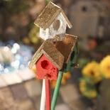 Miniature Rustic Birdhouse Pick