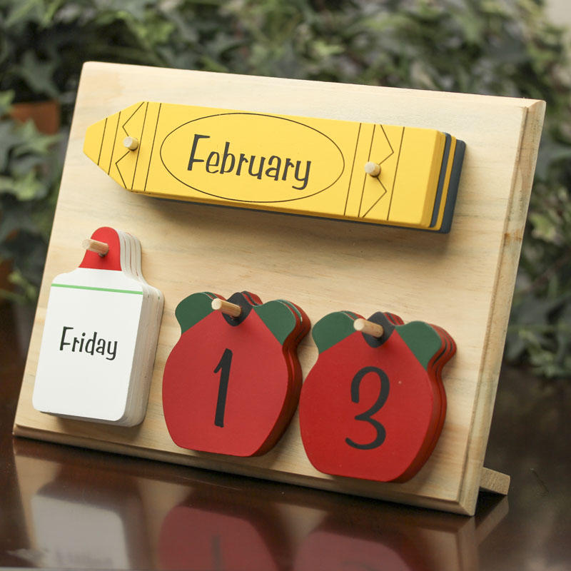 Teacher's Wood Perpetual Calender New Items Factory Direct Craft