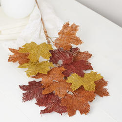 Burlap Fabric Maple Leaf Spray