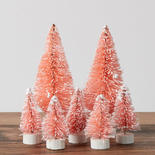 Assorted Frosted Pink Bottle Brush Trees
