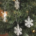White Iridescent Glitter Snowflake Ornaments
