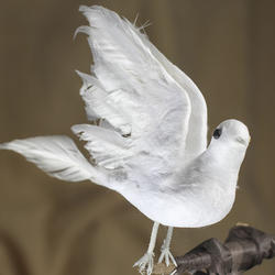 Artificial Feathered Birds White Doves with Long Tail Ideal For Wedding Party 