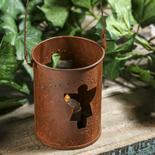Angel Cutout Rusty Lantern Candle Holder