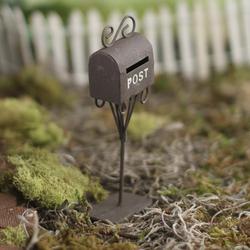 Miniature Dollhouse FAIRY GARDEN ~ Rustic Black Mailbox Pick ~ NEW 