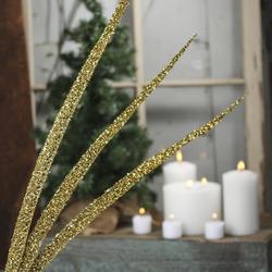 Gold Glitter and Tinsel Artificial Fern Frond Pick
