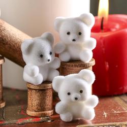 Miniature White Flocked Teddy Bears